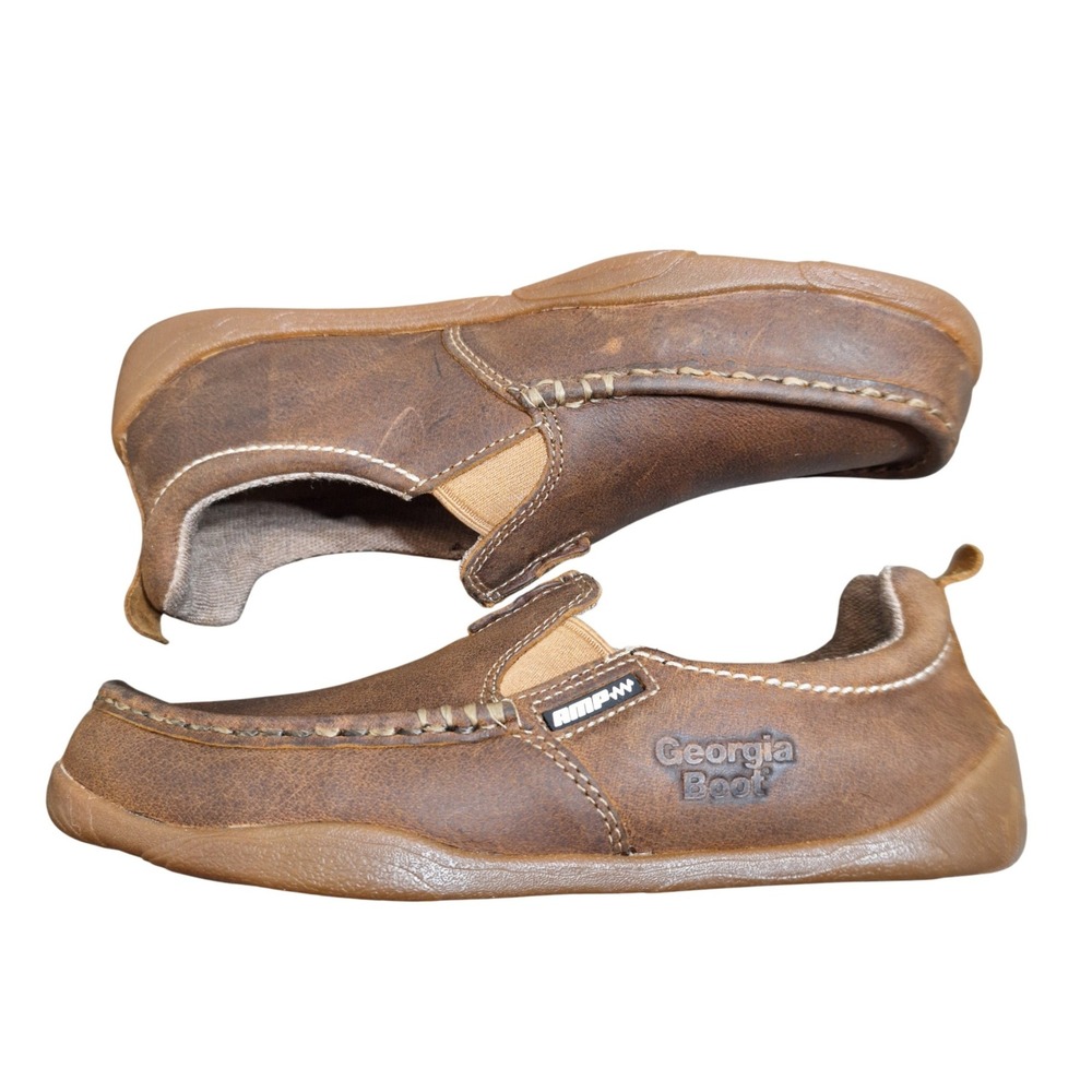 Georgia Boot Women's Size 7M G062 Brown Leather Moc Toe Slipper Shoe Loafers